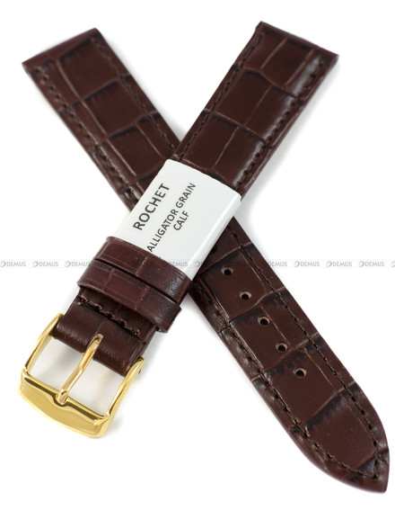 Pasek skórzany do zegarka - Rochet Charleston 5491803ST - 18 mm - Brązowy