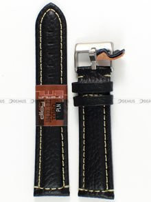 Skórzany pasek do zegarka Diloy 394.22.1.22, 22 mm, Czarny