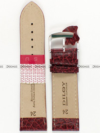Skórzany pasek do zegarka Diloy P178.24.4, 24 mm, Bordowy