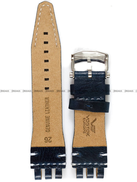 Skórzany pasek do zegarka Vostok VE-Energia-20-Leather-Blue-S, 20 mm, Granatowy