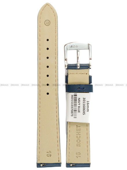 Pasek skórzany do zegarka - Rochet New York 3011606XS - 16 mm - Niebieski